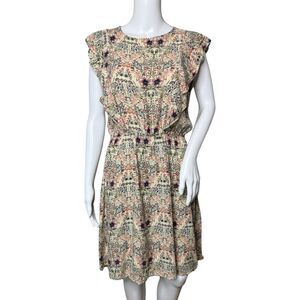 Piano C Dress Womens Small Cream‎ Pink Floral Flower Boho Eclectic Cottagecore